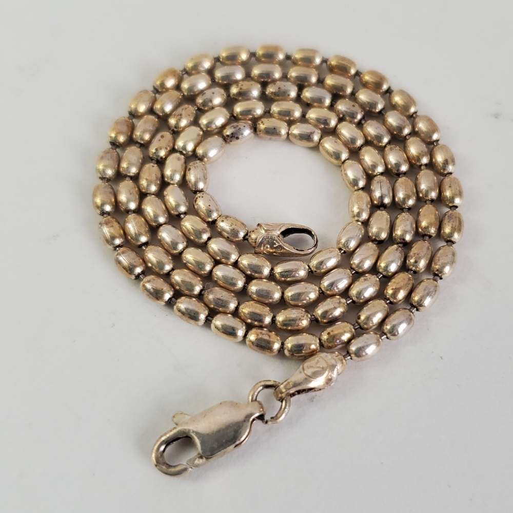Sterling Silver 925 Bullet (Style) Bead Necklace - Picture 6 of 8